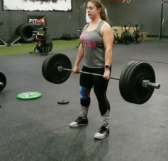 Screenshot of me doing a 140 lb hang clean. You can watch the full video here: https://www.instagram.com/p/BgznBRBnR8N/?taken-by=she_noted